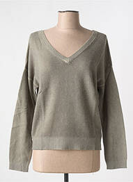 Pull coupe cintrée manches longues vert MAJESTIC FILATURES femme