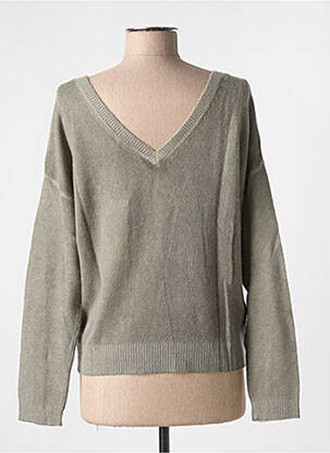 Pull coupe cintrée manches longues vert MAJESTIC FILATURES femme