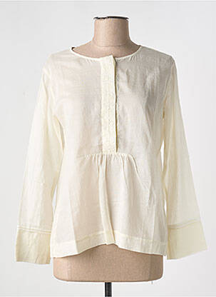 Blouse tissage popeline manches longues beige POMANDERE femme