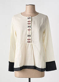 Blouse légère et transparente manches longues beige POMANDERE femme
