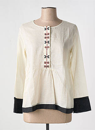 Blouse col rond manches longues beige POMANDERE femme