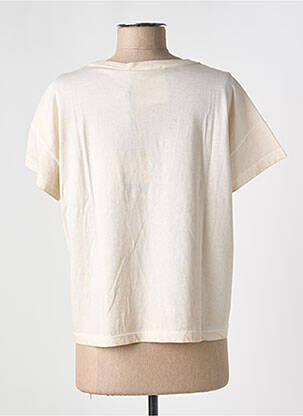 T-shirt coupe droite manches courtes beige 8PM femme