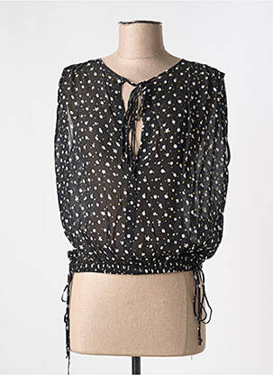 Top tissage crêpe manches courtes noir 8PM femme