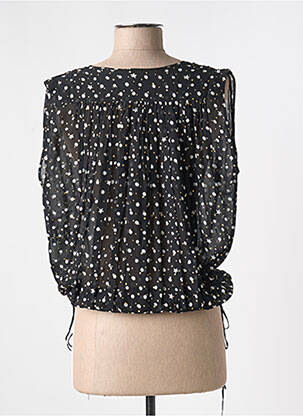 Top tissage crêpe manches courtes noir 8PM femme