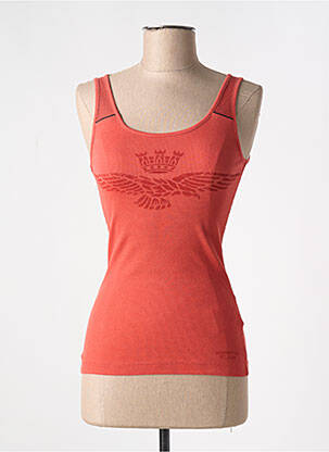 Débardeur tissage côtelé sans manche orange AERONAUTICA femme