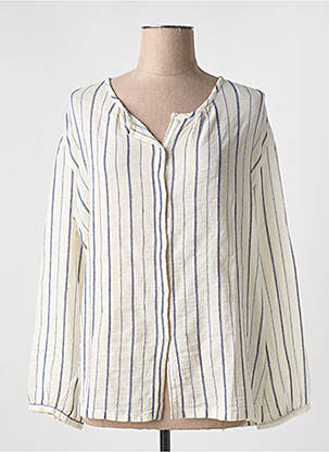 Chemisier tissage crêpe manches longues blanc POMANDERE femme