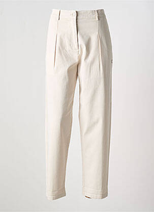 Pantalon droit stretch taille normale beige 8PM femme