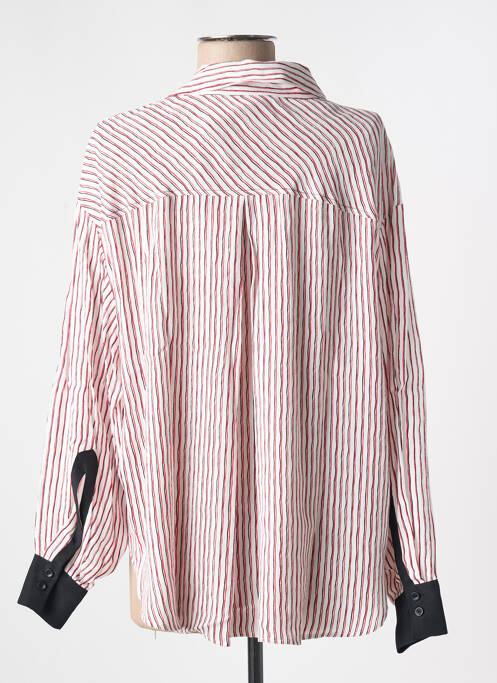 Blouse poignets boutonnés avec fente manches longues blanc 8PM femme