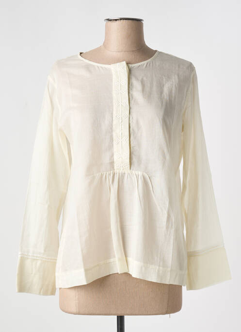 Blouse tissage popeline manches longues beige POMANDERE femme