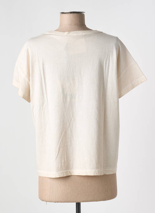 T-shirt coupe droite manches courtes beige 8PM femme
