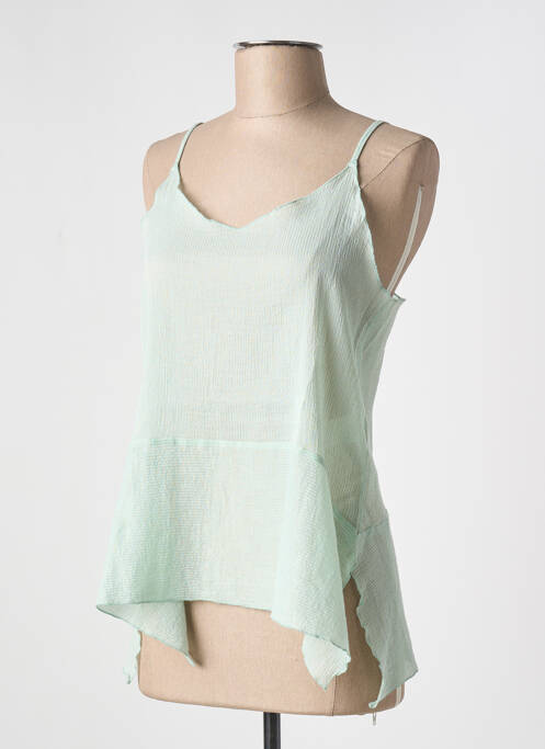 Top manches bretelles ajustables fines bretelles bleu POMANDERE femme