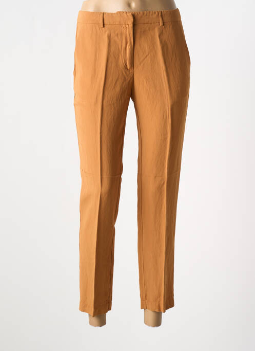 Pantalon 7/8 tissage popeline taille normale marron POMANDERE femme