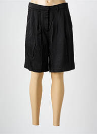 Short fermeture zippée sous rabat boutonné taille haute noir ICHI femme