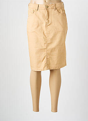 Jupe mi-longue coupe droite beige GRIFFON femme