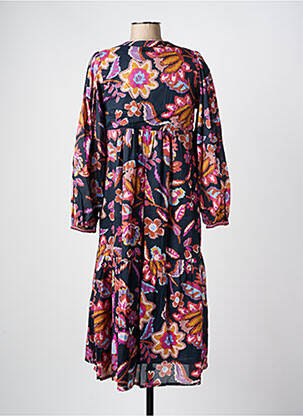 Robe mi-longue imprimé fleurs manches longues noir MOLLY BRACKEN femme