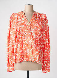 Chemisier imprimé fleurs manches longues orange ICHI femme