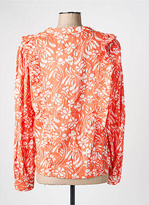 Chemisier imprimé fleurs manches longues orange ICHI femme
