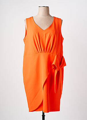 Robe mi-longue tissage crêpe sans manche orange GREGORY PAT femme