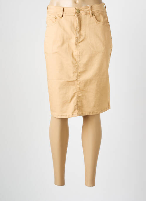 Jupe mi-longue coupe droite beige GRIFFON femme