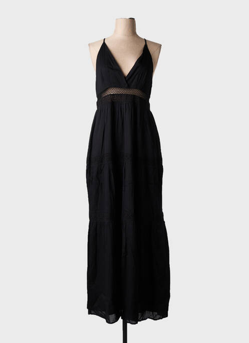Robe longue manches bretelles ajustables fines bretelles noir TEDDY SMITH femme