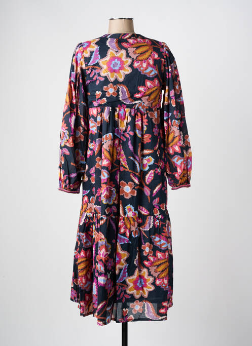 Robe mi-longue imprimé fleurs manches longues noir MOLLY BRACKEN femme