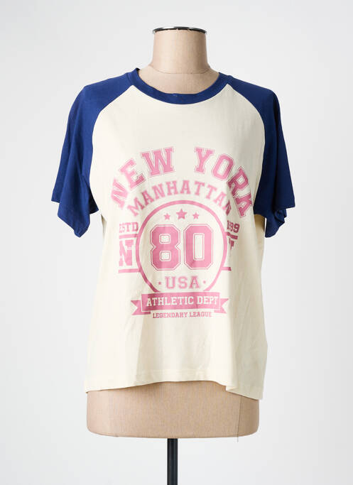 T-shirt coupe droite manches courtes beige ICHI femme