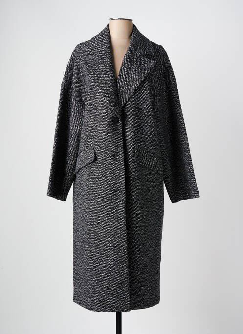 Manteau long noir ICHI pour femme