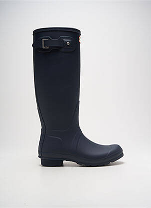 Bottes matière lisse talon plat jusqu'à 3cm bleu HUNTER femme