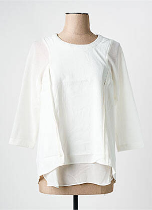 Blouse col rond manches longues blanc ARELINE femme