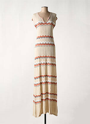 Robe longue manches courtes manches courtes beige CREAM femme
