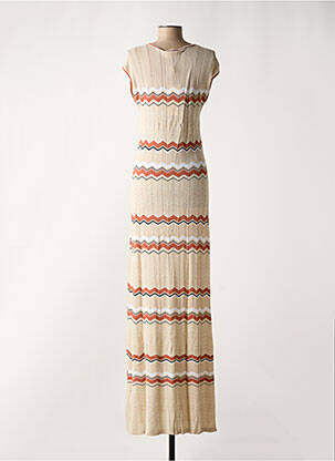 Robe longue manches courtes manches courtes beige CREAM femme