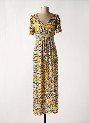 Robe longue imprimé fantaisie manches courtes jaune LOLA ESPELETA femme