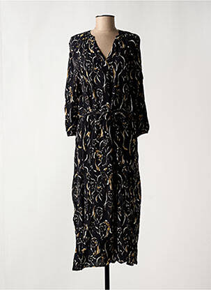 Robe longue manches longues manches longues noir GEISHA femme