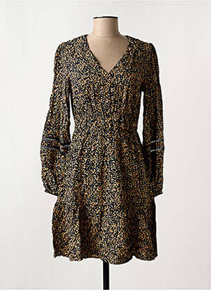 Robe mi-longue imprimé fantaisie manches longues noir GARCIA femme