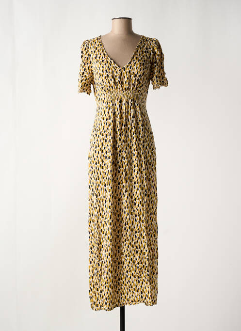 Robe longue imprimé fantaisie manches courtes jaune LOLA ESPELETA femme