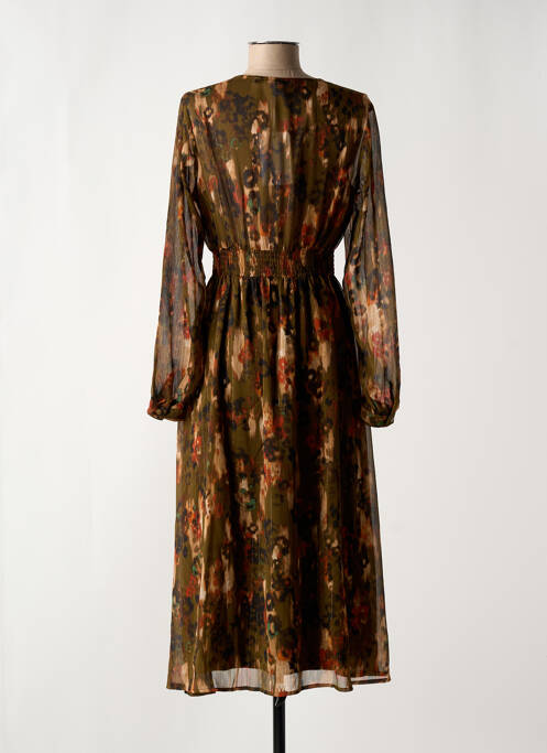 Robe mi-longue imprimé fantaisie manches longues vert LPB femme