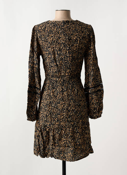 Robe mi-longue imprimé fantaisie manches longues noir GARCIA femme