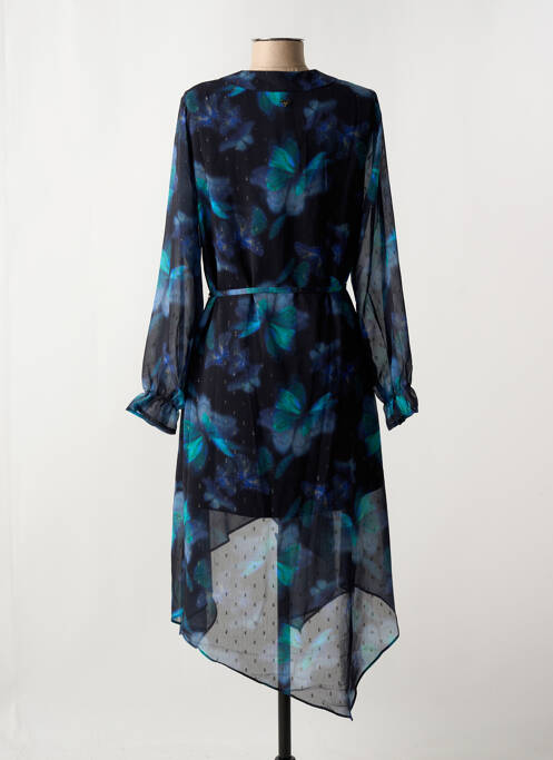 Robe mi-longue imprimé fantaisie manches longues bleu LPB femme
