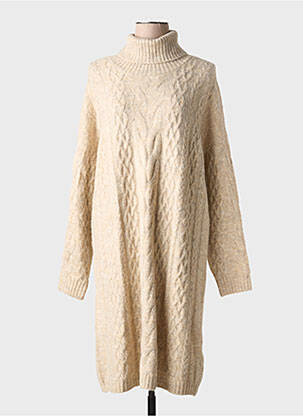 Robe pull stretch manches longues beige CREAM femme