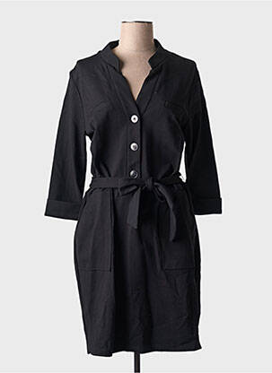 Robe mi-longue manches 3/4 manches 3/4 noir MAE MAHE femme