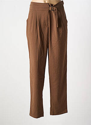 Pantalon droit tissage popeline taille normale marron LOLA ESPELETA femme