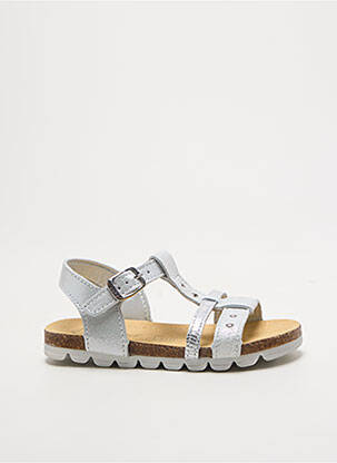 Sandales/nu pieds tissage satiné bout ouvert argent BOPY fille