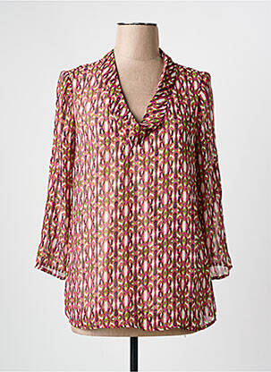 Blouse imprimé fantaisie manches longues rose ARELINE femme