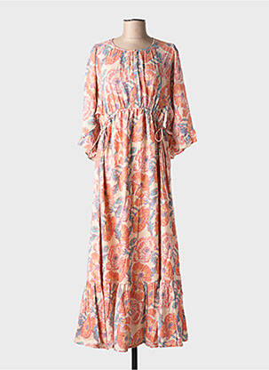 Robe longue imprimé fleurs manches 3/4 orange SWILDENS femme