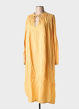 Robe mi-longue manches longues manches longues jaune LEON & HARPER femme