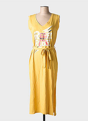 Robe mi-longue manches courtes manches courtes jaune MKT STUDIO femme