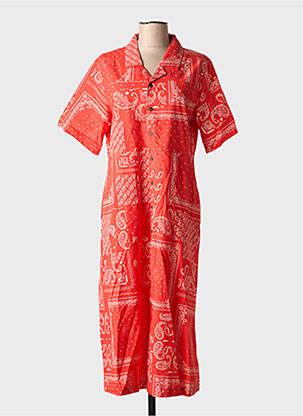 Robe mi-longue imprimé fantaisie manches courtes rouge NUDIE JEANS CO femme