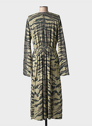 Robe mi-longue manches longues manches longues vert LEON & HARPER femme