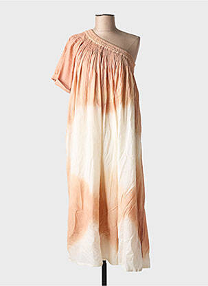 Robe mi-longue manches courtes manches courtes beige LEON & HARPER femme