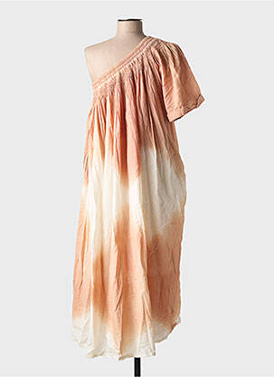 Robe mi-longue manches courtes manches courtes beige LEON & HARPER femme
